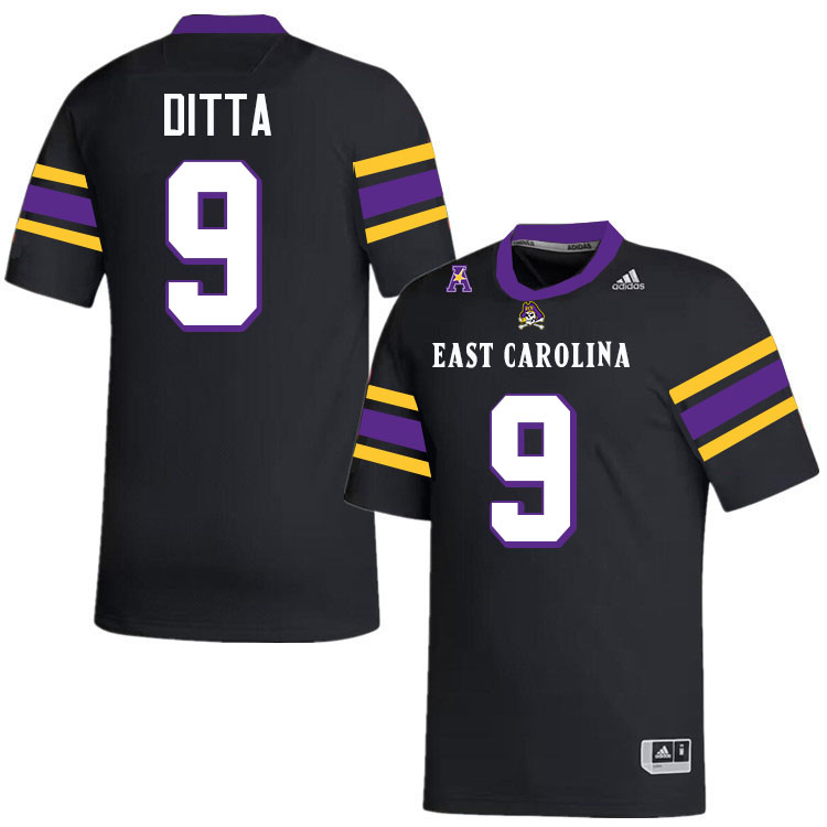#9 Chaston Ditta East Carolina Pirates College Football Jersey Stitched-Black